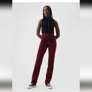 GAP 90s Style High Rise Straight Leg Burgundy Courduroy Pants. Sz 4P